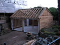 Fresh sawn European oak framework and featheredged boarding